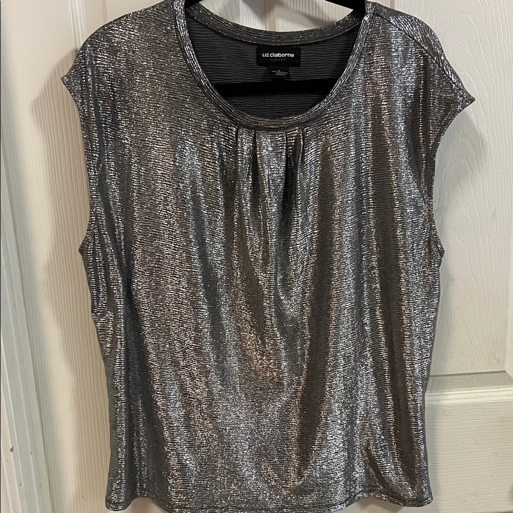 Liz Claiborne Metallic Silver Blouse